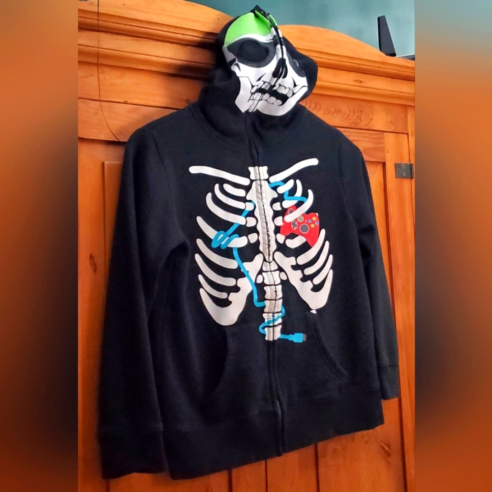 Boys Urban Heritage Full Zip Gamer Skeleton Hoodie, Size L (14)